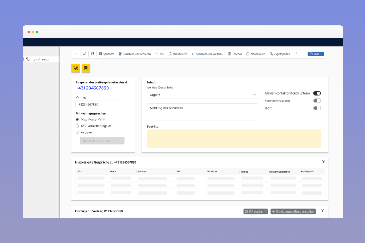 Beispiel für die Integration einer Telefonanlage in Dynamics CRM - Anrufmonitor mit Kundendaten